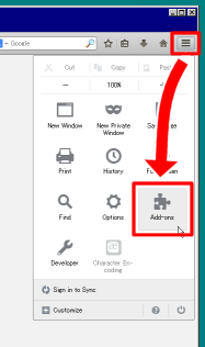 How to show Add-ons manager (the menu button)