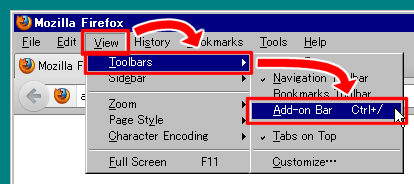 How to turn the add-on bar on (the menu bar)