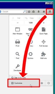 How to show Customize window (the menu button)