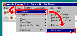 How to show Customize Toolbar window (the menu bar)